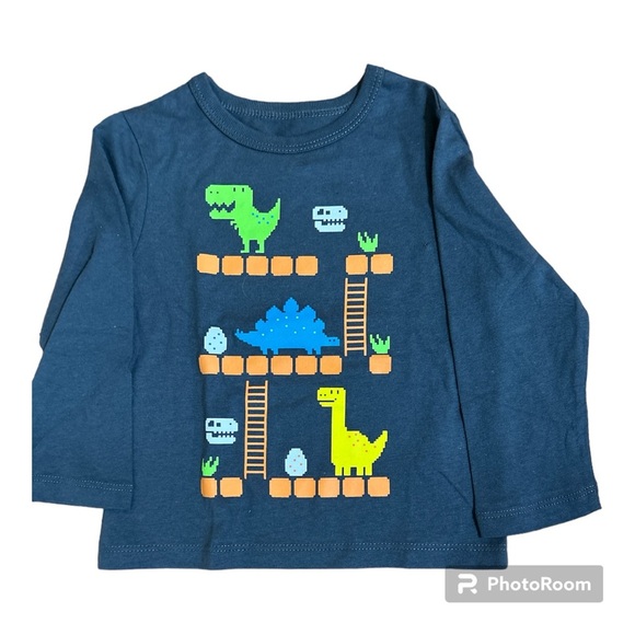 Children's Place Kids Long Sleeve Shirt Video Game Dinosaur Pixel Design 12/18M - Picture 1 of 3